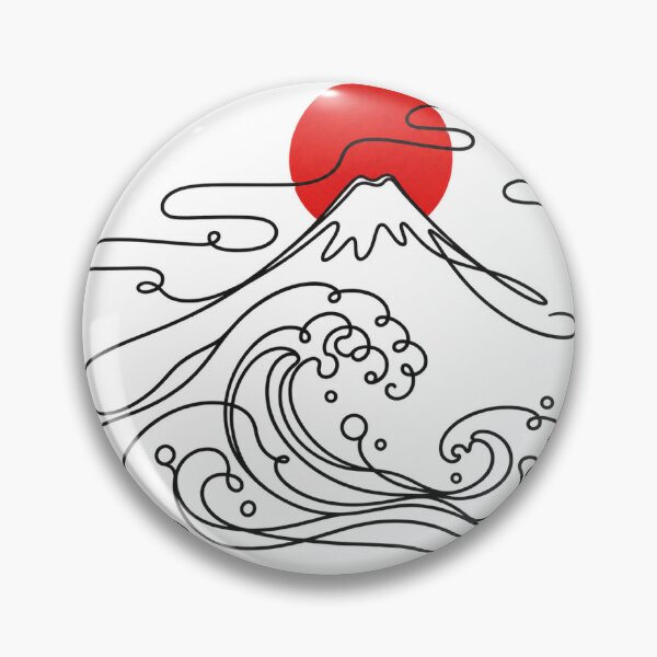 Item preview, Japanese One-Line Mount Fuji & Wave – Minimalist Japan Art designed and sold by アミヤジャ.