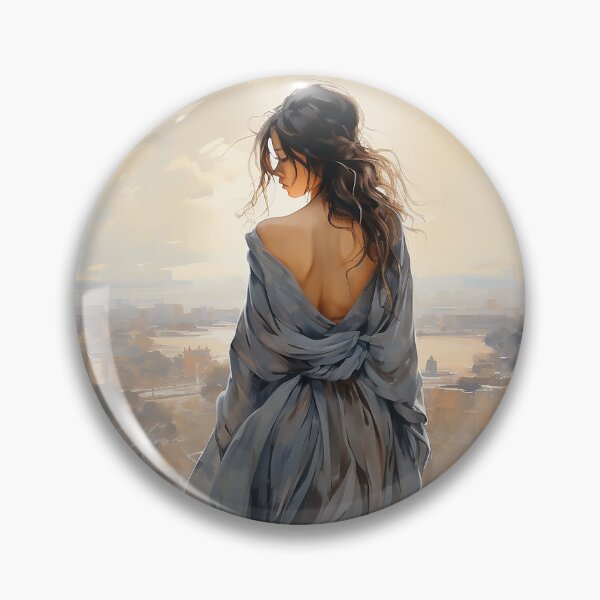 Item preview, Panoramic Peace - A Woman Draped In Sheets Overlooking A Village - Contemporary Art - Watercolor Art designed and sold by CastleBySea.