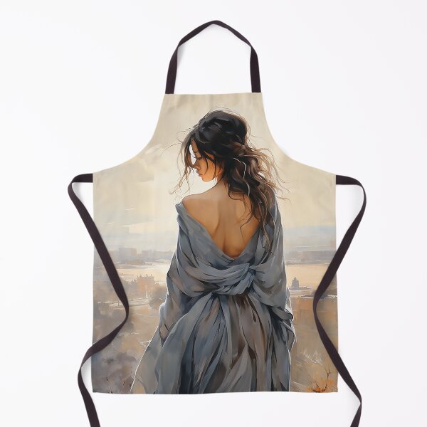 Item preview, Panoramic Peace - A Woman Draped In Sheets Overlooking A Village - Contemporary Art - Watercolor Art designed and sold by CastleBySea.