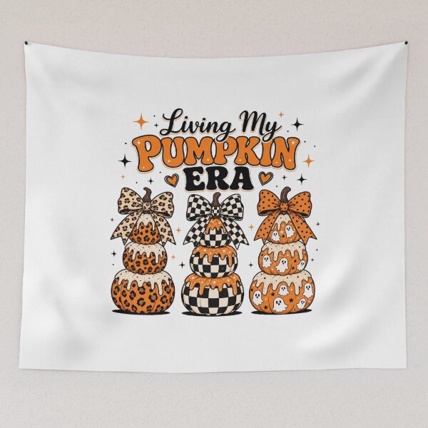 Item preview, Living My Pumpkin Era Sweatshirt - Coquette Bow Stacked Pumpkins Leopard Ghost Checkered Fall Crewneck designed and sold by FestivityFinds.