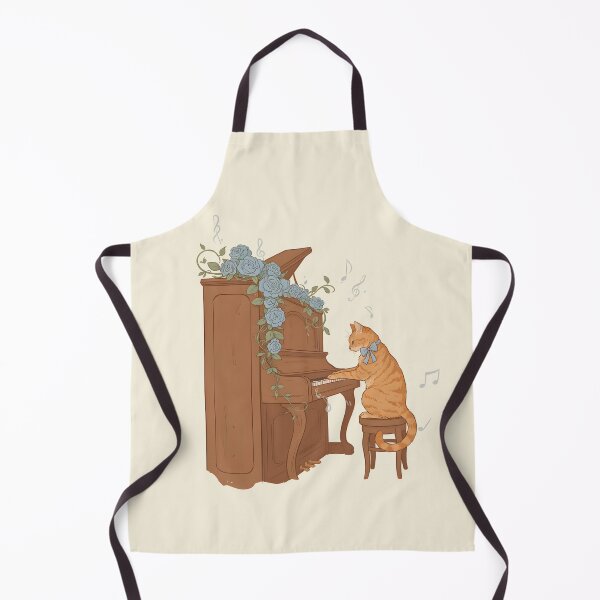 Item preview, Orange Cat Playing Piano Blue Flowers designed and sold by chillaxcats.