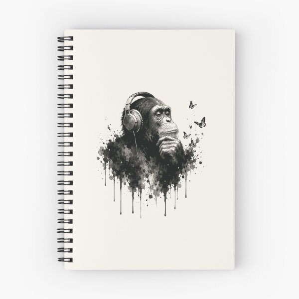 Item preview, Monkey with Headphones - Chimpanzee Street Art Ink Splatter DJ Print designed and sold by Knacky Print.