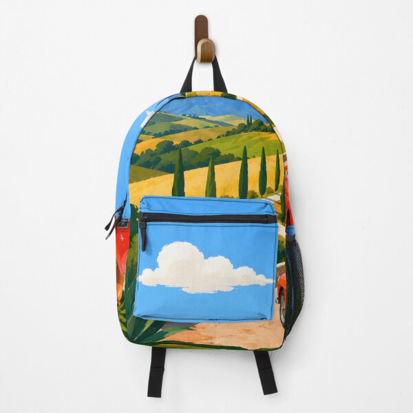 Item preview, Tuscany Road Trip with Red Vintage Convertible and Cypress Trees designed and sold by GutyzDesignsES.