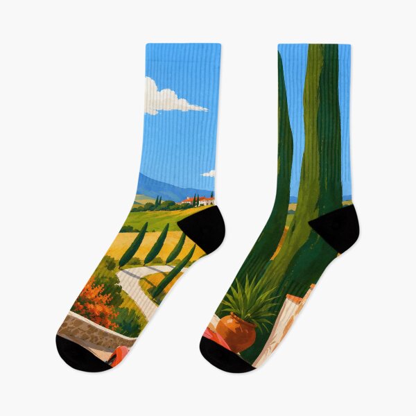 Item preview, Tuscany Road Trip with Red Vintage Convertible and Cypress Trees designed and sold by GutyzDesignsES.