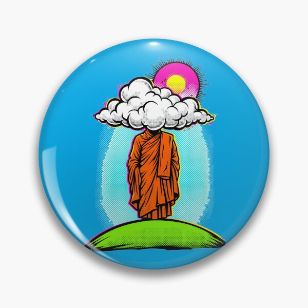 Item preview, Head in the Clouds Zen Monk – Neon Pop Art Halftone Illustration designed and sold by KungPowUnicorn.