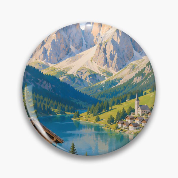 Item preview, Dolomites Alpine Lake Village Mountain Landscape designed and sold by GutyzDesignsES.