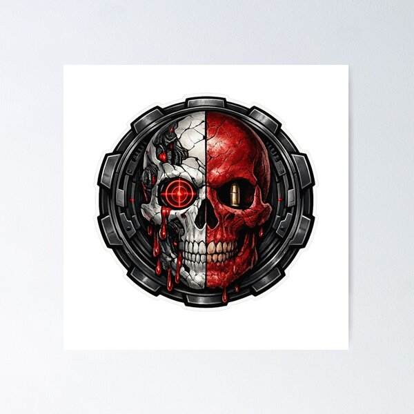 Item preview, Cyberpunk Split Skull Bloody Machine Dark Art designed and sold by Munib302.