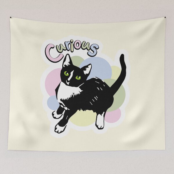 Item preview, Curious colorful cat doodle designed and sold by Konopikyu.