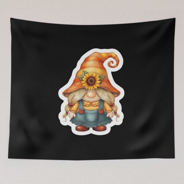 Item preview, Cute Autumn Sunflower Gnome Girl Sticker | Fall Harvest Gnome Art designed and sold by FestivityFinds.