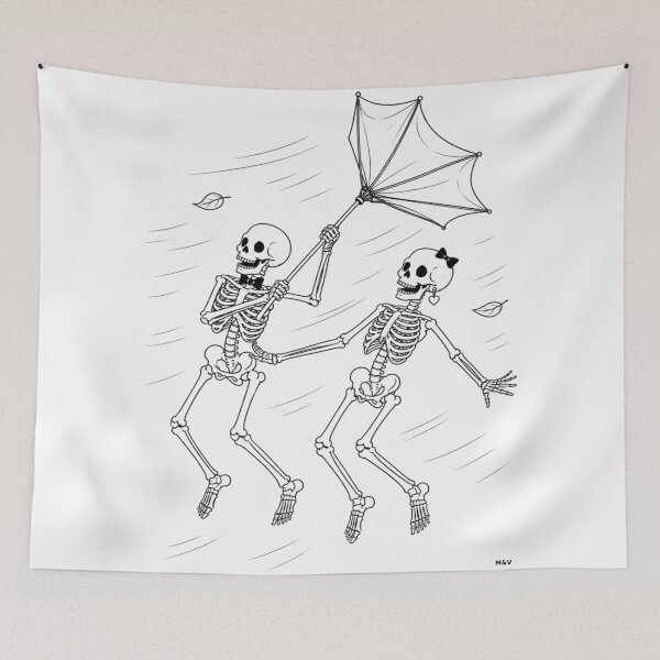 Item preview, Skeleton Couple Braving the Wind Together designed and sold by Qenlo.