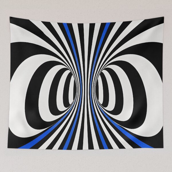 Item preview, Black White and Blue Optical Illusion Tunnel Op Art designed and sold by GutyzDesignsES.