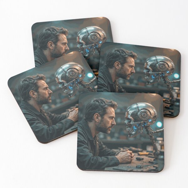 Item preview, Man Facing Futuristic Robot Skull designed and sold by AldenMercAD.