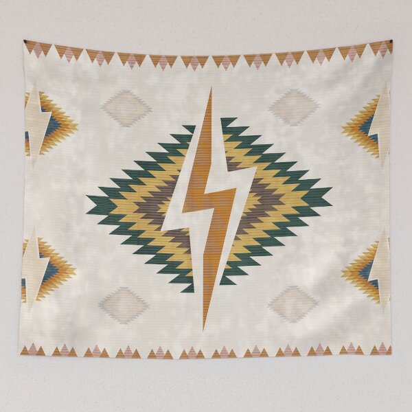 Item preview, Emerald and Copper Southwestern Lightning Geometric Area Rug designed and sold by Momoko-Hikaru.