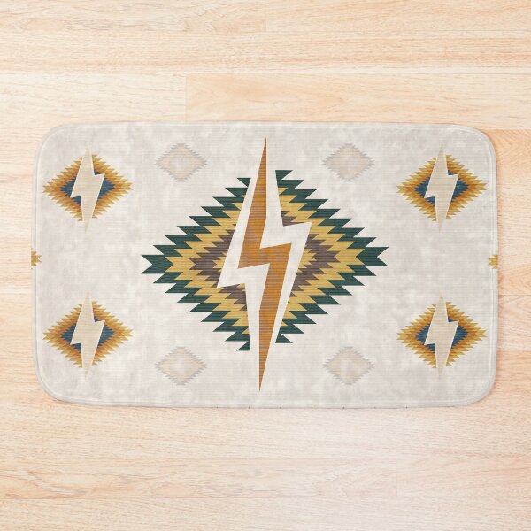 Item preview, Emerald and Copper Southwestern Lightning Geometric Area Rug designed and sold by Momoko-Hikaru.