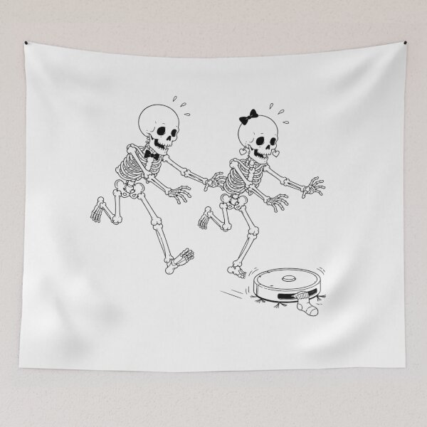 Item preview, Skeleton Couple Chasing the Robot Vacuum designed and sold by Qenlo.