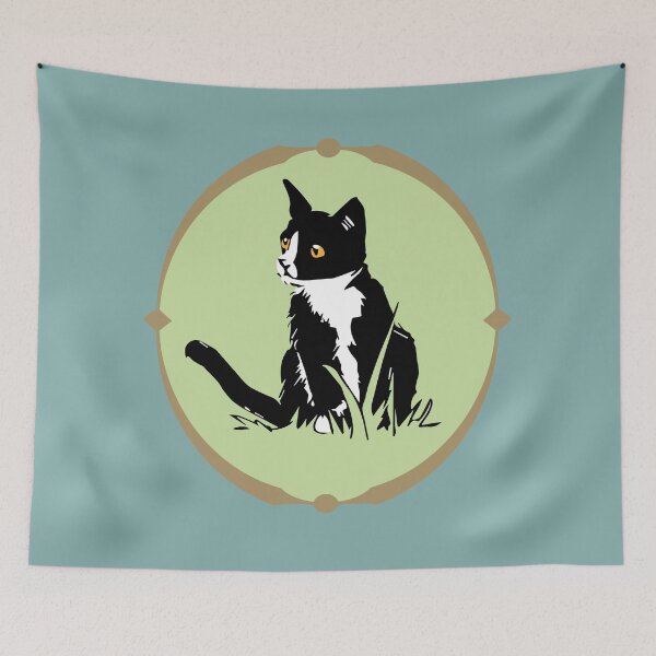 Item preview, Cute cat green medallion doodle designed and sold by Konopikyu.