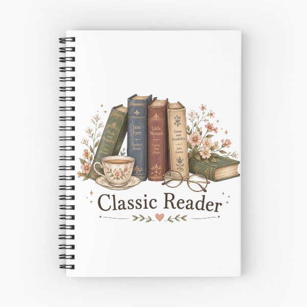Item preview, Classic Reader Vintage Books Floral Illustration – Pride and Prejudice, Jane Eyre, Little Women, Sense and Sensibility Book Lover Design designed and sold by Sanika arts .