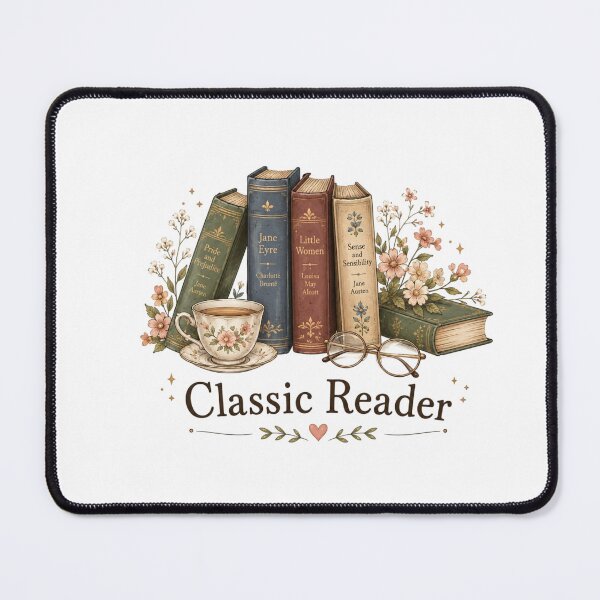 Item preview, Classic Reader Vintage Books Floral Illustration – Pride and Prejudice, Jane Eyre, Little Women, Sense and Sensibility Book Lover Design designed and sold by Sanika arts .