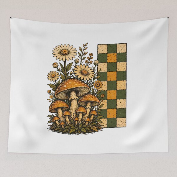 Item preview, Cottagecore Mushroom Daisy Botanical Wildflower Moss designed and sold by chattsuede.