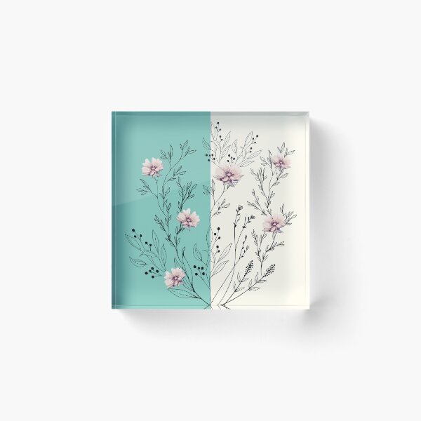 Item preview, Teal and Cream Pastel Floral Art designed and sold by Verantia.