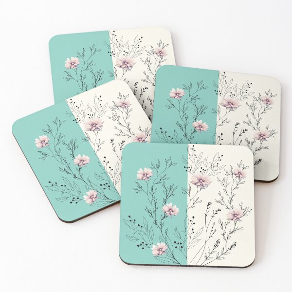 Item preview, Teal and Cream Pastel Floral Art designed and sold by Verantia.