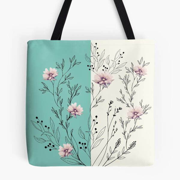 Item preview, Teal and Cream Pastel Floral Art designed and sold by Verantia.