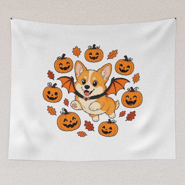 Item preview, Halloween Corgi Bat Wings Autumn Pumpkin designed and sold by chattsuede.