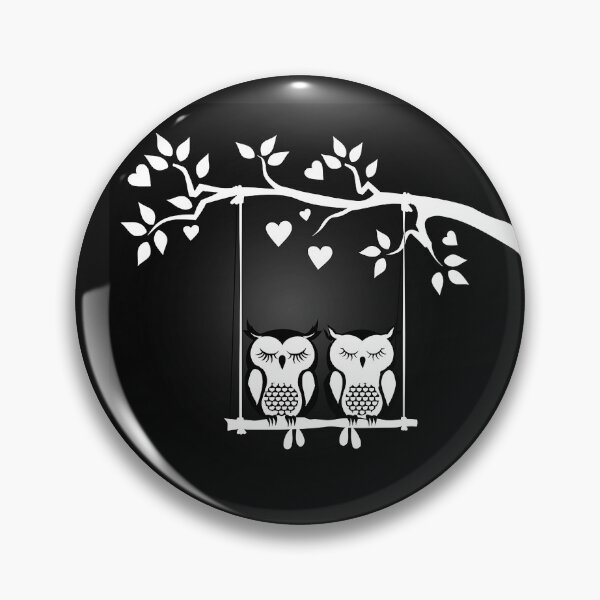 Item preview, Cute Owl Couple on Tree Swing Romantic Love Bird Silhouette Design Art designed and sold by inkoutninja.