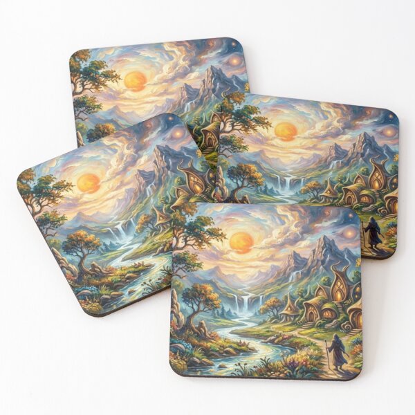 Item preview, The Wanderer's Path to the Whispering Village - Enchanted Fantasy Landscape designed and sold by SodhaIqbalKasam.