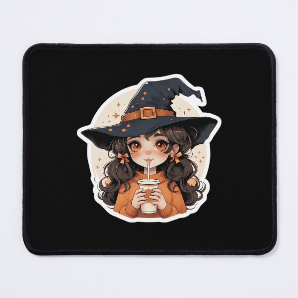Item preview, Cute Anime Witch Girl with Coffee Sticker | Kawaii Halloween Fall Witch Art designed and sold by FestivityFinds.
