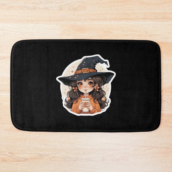 Item preview, Cute Anime Witch Girl with Coffee Sticker | Kawaii Halloween Fall Witch Art designed and sold by FestivityFinds.