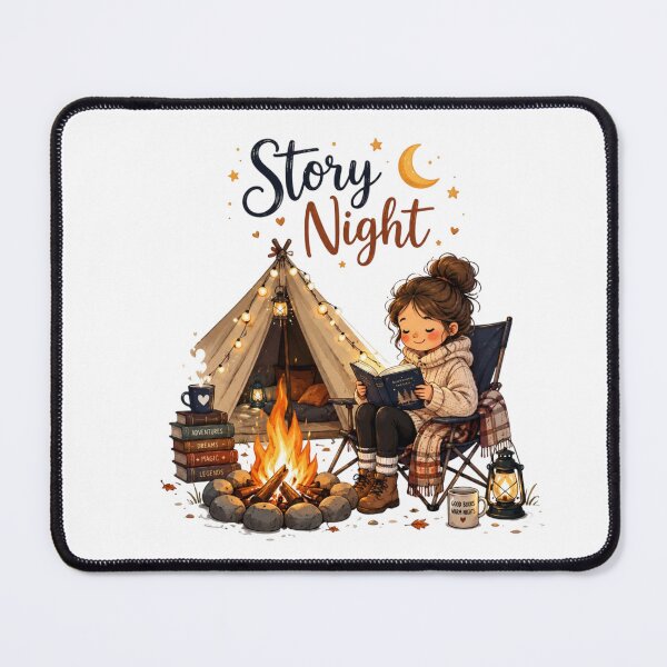 Item preview, Story Night Reading by Campfire – Cozy Book Lover Camping Illustration designed and sold by Sanika arts .