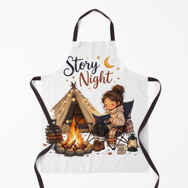Item preview, Story Night Reading by Campfire – Cozy Book Lover Camping Illustration designed and sold by Sanika arts .