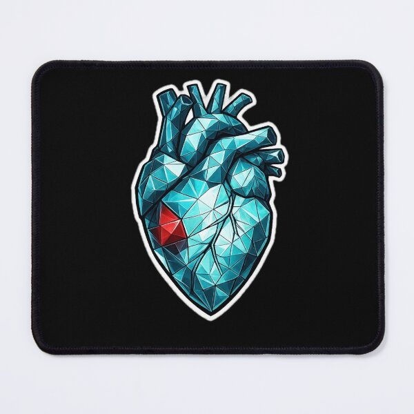 Item preview, Low Poly Ice Blue Heart With Red Gem designed and sold by Munib302.