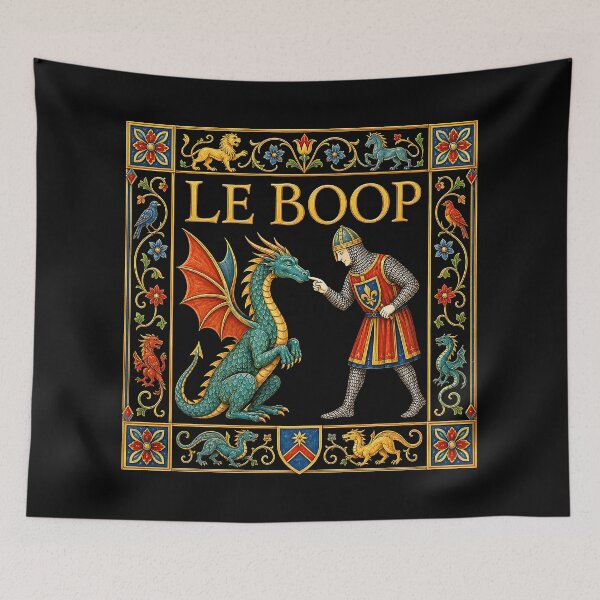 Item preview, Le Boop Knight Booping Dragon Nose Medieval Tapestry designed and sold by yashuna.