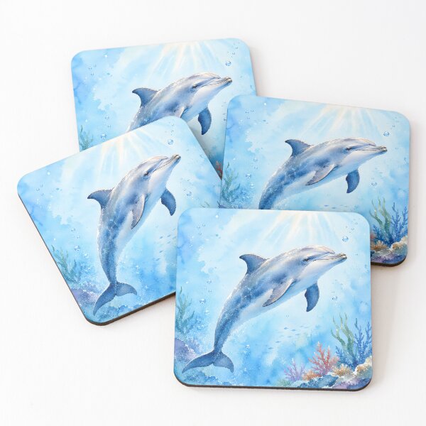 Item preview, Watercolor Dolphin Underwater Ocean Coral Reef designed and sold by trendspatterns.