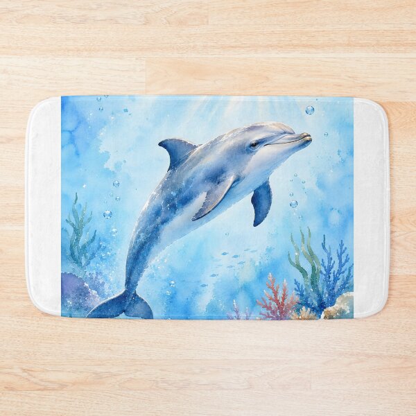 Item preview, Watercolor Dolphin Underwater Ocean Coral Reef designed and sold by trendspatterns.