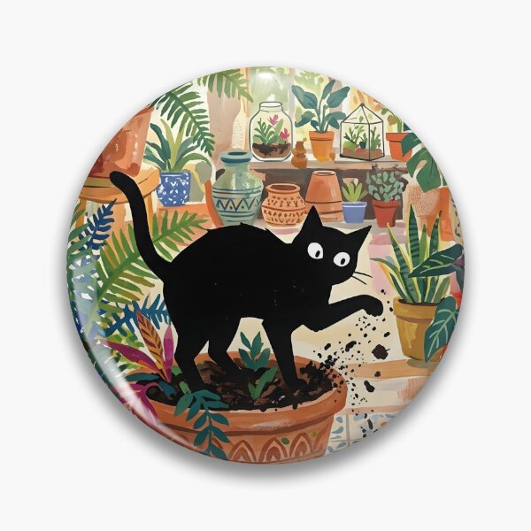 Item preview, Naughty Black Cat Digging Plant Pot Matisse Style Wall Art designed and sold by DuckOddity.