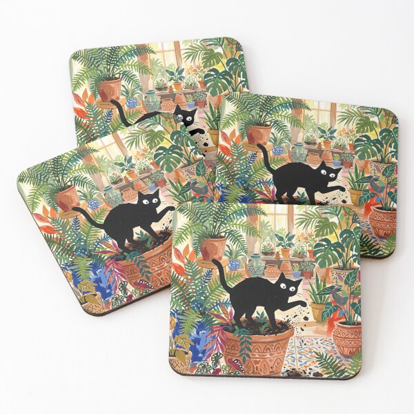 Item preview, Naughty Black Cat Digging Plant Pot Matisse Style Wall Art designed and sold by DuckOddity.