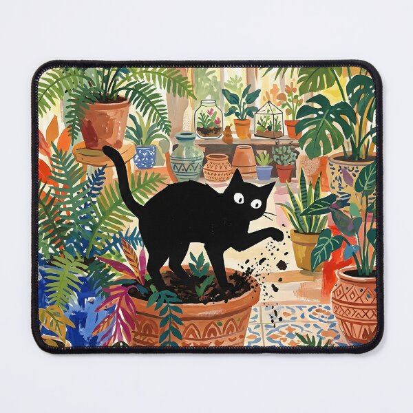 Item preview, Naughty Black Cat Digging Plant Pot Matisse Style Wall Art designed and sold by DuckOddity.