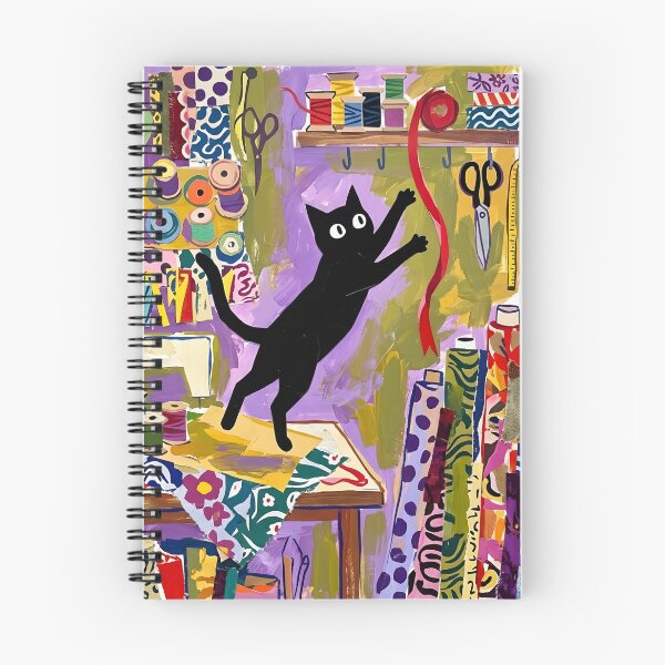 Item preview, Leaping Black Cat Catching Red Ribbon Matisse Style Art Print designed and sold by DuckOddity.