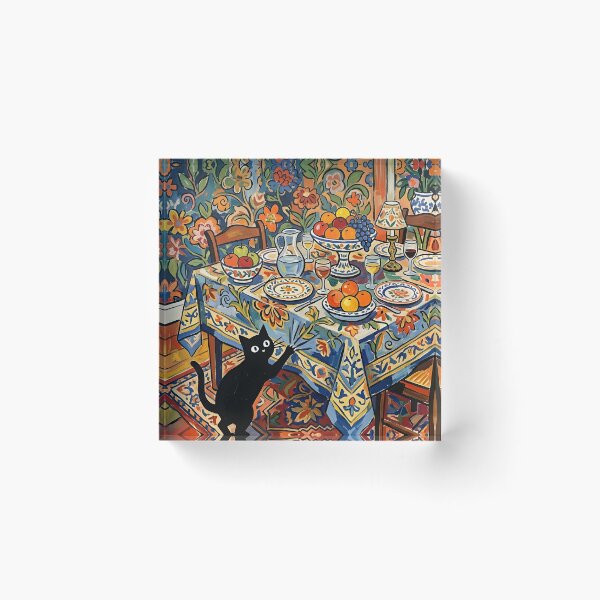 Item preview, Black Cat Pulling Tablecloth Matisse Style Poster designed and sold by DuckOddity.