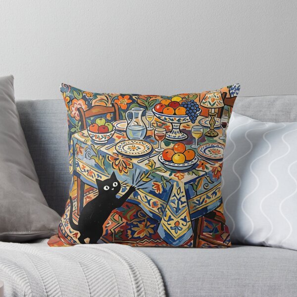 Item preview, Black Cat Pulling Tablecloth Matisse Style Poster designed and sold by DuckOddity.