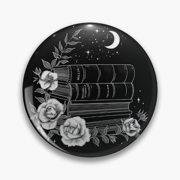 Item preview, Celestial Books and Roses Crescent Moon Dark Academia Art Design Print designed and sold by inkoutninja.