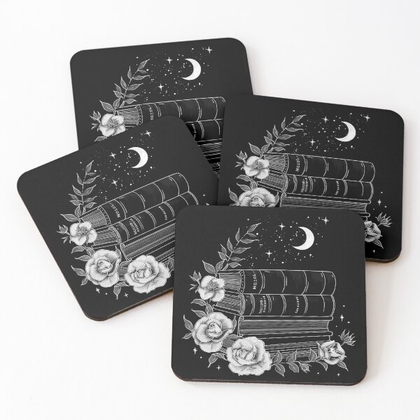 Item preview, Celestial Books and Roses Crescent Moon Dark Academia Art Design Print designed and sold by inkoutninja.