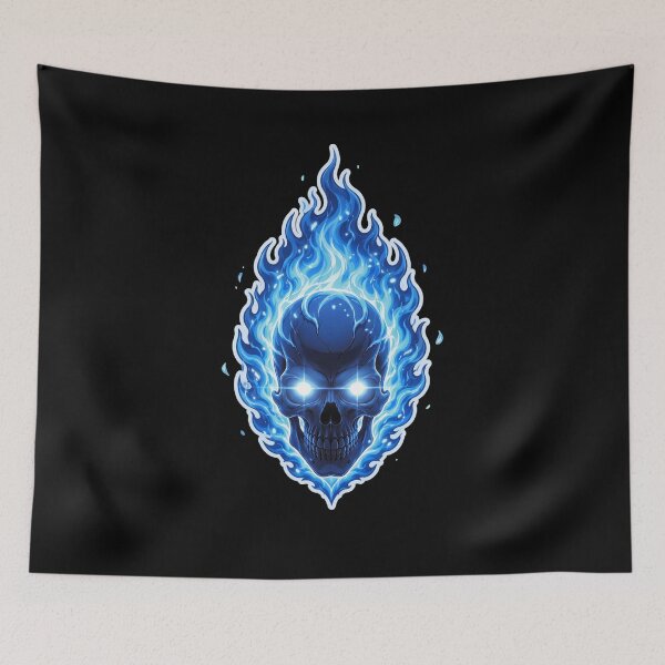 Item preview, Badass Flaming Blue Skull Graphic Design designed and sold by Munib302.