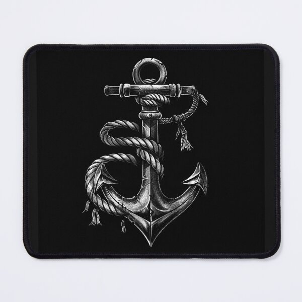 Item preview, Vintage Anchor and Rope Nautical Sailor Tattoo Black and White Art Design designed and sold by inkoutninja.
