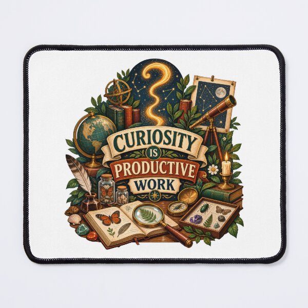 Item preview, Curiosity Is Productive Work designed and sold by Mosslume Studio.