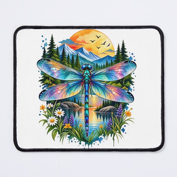 Item preview, Mystical Dragonfly Mountain Sunset Nature designed and sold by Artbysarmina.