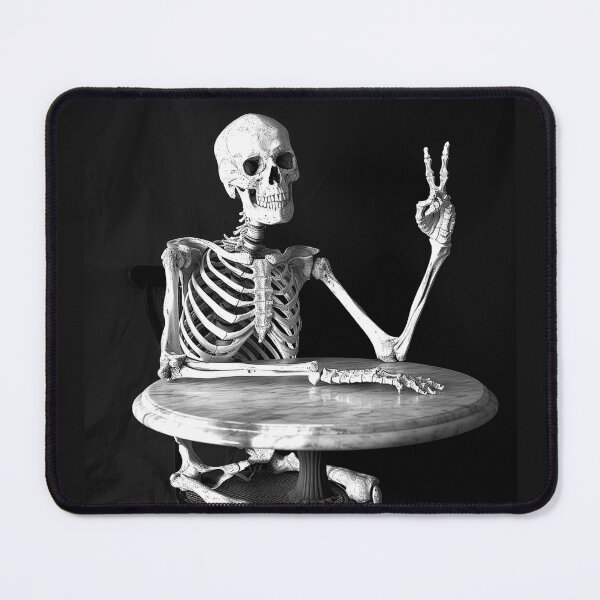 Item preview, Funny Skeleton Peace Sign Gothic Macabre Humor Black and White Art designed and sold by inkoutninja.